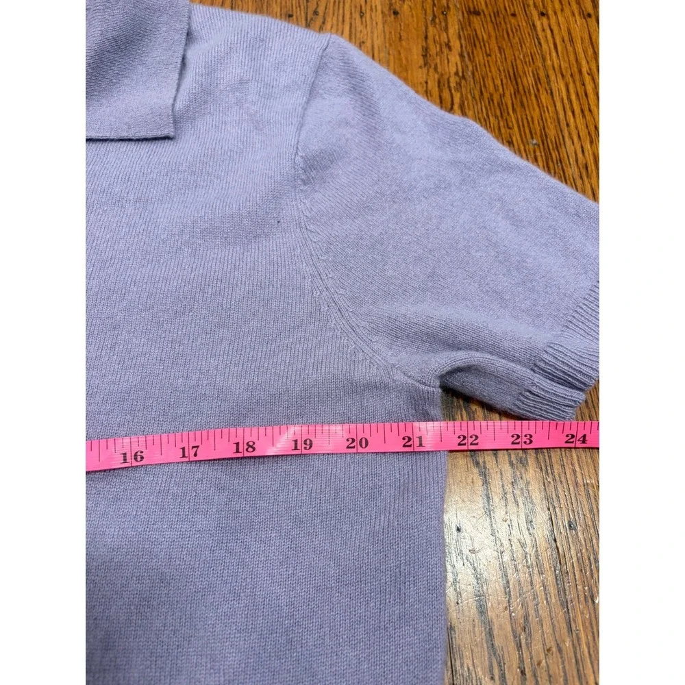 The Commons Mens 100% Cashmere Short Sleeve Polo Sweater Purple Ash Large